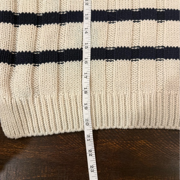 ZARA Chunky Ribbed Stripe Sweater Cream Black Relaxed Knit S - Picture 6 of 9